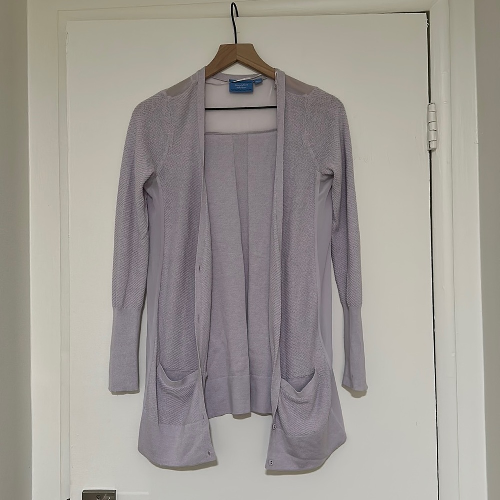 Lilac breathable long cardigan with mesh detailing